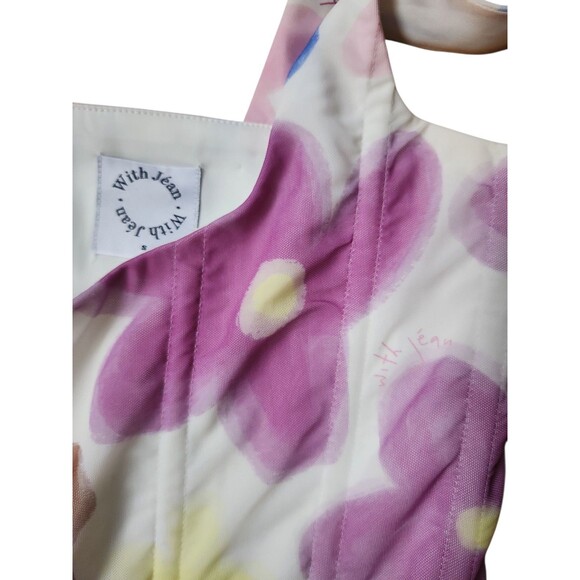 With Cindy Y2K Soft Girl Corset Womens Small Cream Floral Artsy Festival Mesh - Picture 9 of 10